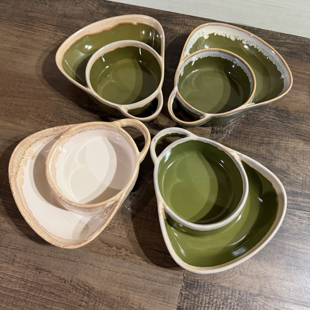 LTD Commodities Drip Glaze Stoneware Cracker and Soup Bowl LOT OF 4